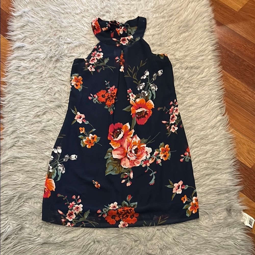 Iz Byer‎ Navy Floral Dress